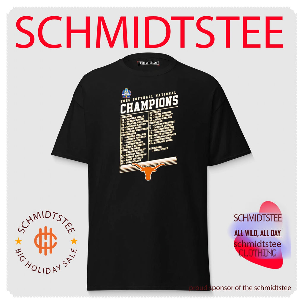 Texas Longhorns 2026 NCAA Women’s Softball National Champions back to back player name shirt