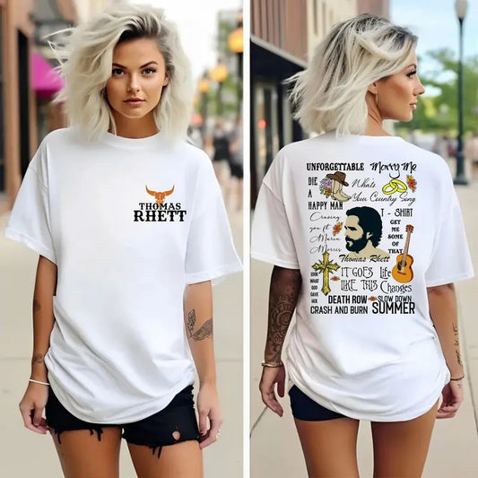 Th0mas Rheett 2 Sides T Shirt, Country Music Shirt, Western Vibe, Concert Tour Outfit, Unisex Short Sleeve Tee Shirt, Casual Clothing