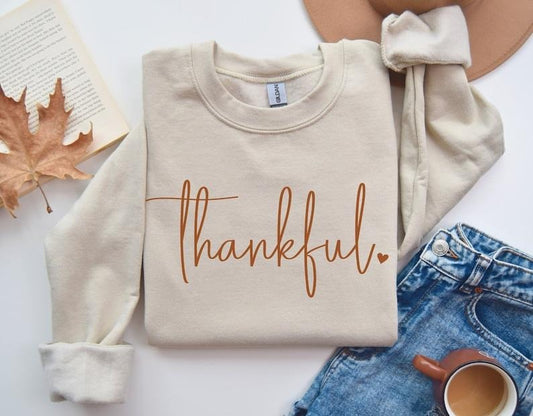 Thankful Sweatshirt, Thanksgiving Sweatshirt, Women's Fall Sweatshirt, Thankful Crewneck, Thanksgiving Gift, Cozy Fall Sweater, Gift for Her  T-shirt, sweater and Hoodie