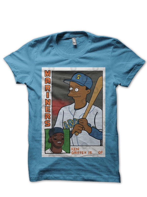 The Bat â€“ Ken Griffey Jr. Simpsons Parody Baseball Card Tee Homer at Light Blue T-Shirt Hoodie, Sweatshirt