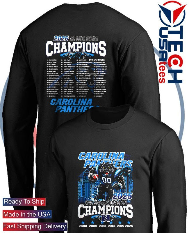 The Carolina Panthers 2025 NFC North Division Champions skyline mascot shirt