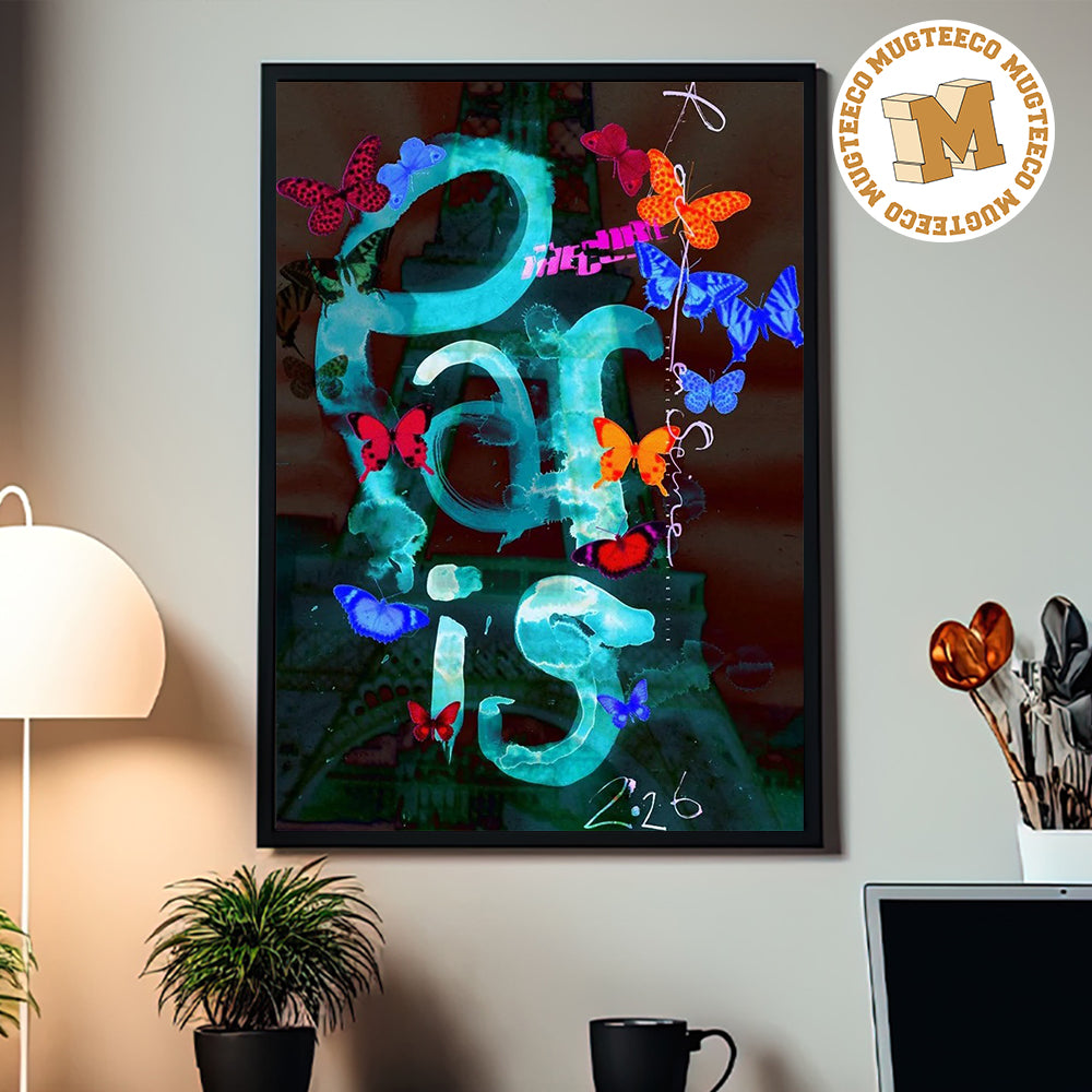 The Cure Paris 2026 Exclusive Blue Charity Event Poster Featuring Butterflies At Rock En Seine On August 30 2026 Home Decor Poster Canvas