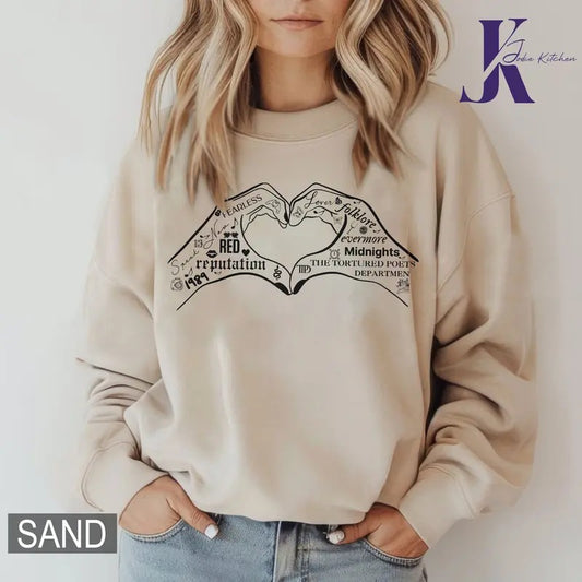 The Eras Tour Shirt, Funny Popular Eras Shirt, Girls Tour Sweatshirt, Girl Trip Top, Eras Merch Gifts, Fan MusicTour Outfit, Hands Heart Design Apparel
