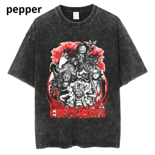 The Four Emperors Vintage Graphic T-shirt, Luffy, Shank, Buggy,  Blackbeard, One Piece Shirt, Anime Shirt, boyfriend gifts, Streetwear Shortsleeve