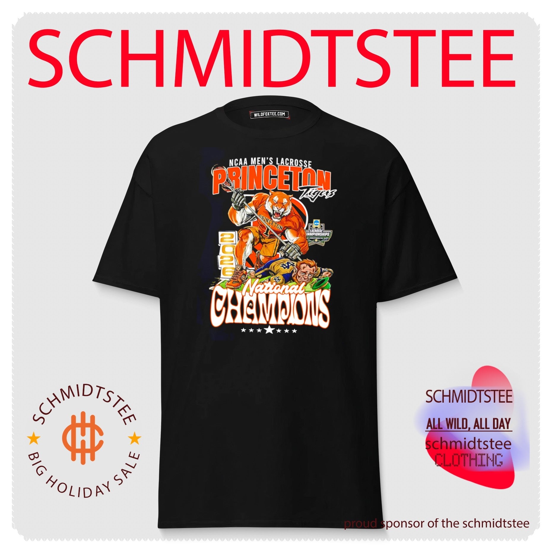 The Princeton Tigers 2026 Lacrosse National Champions mascot shirt