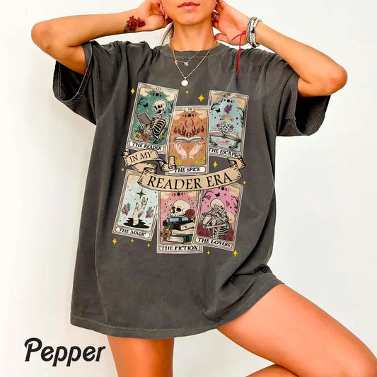 The Reader Tarot Card T-Shirt, Skeleton Reading Shirt, Unisex Tarot Card Shirt, Book Lover Gift, Bookish Gift,Tarot Lover Gift