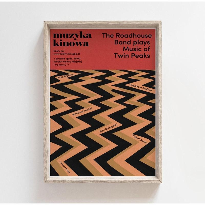 The Roadhouse Band plays Music of Twin Peaks, poster concert, gigposter, polishposter, print, to home, design, decor, david lynch series B2