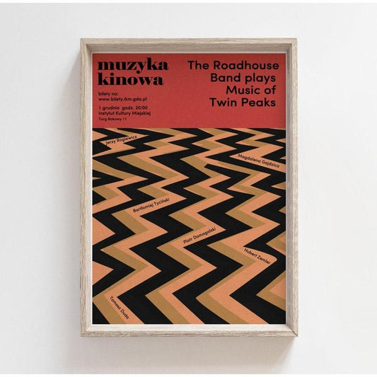 The Roadhouse Band plays Music of Twin Peaks, poster concert, gigposter, polishposter, print, to home, design, decor, david lynch series B2