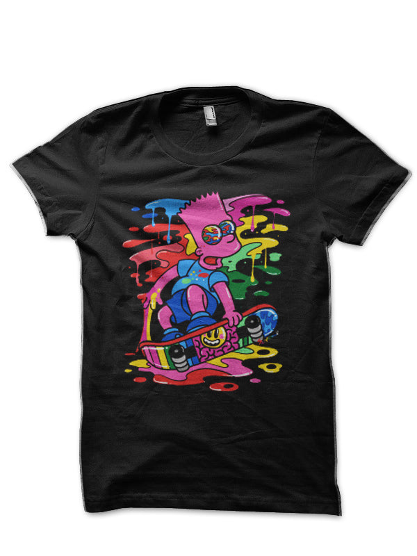 Trippin Skating Bart-The Simpsons Black T-Shirt Hoodie, Sweatshirt | CoreVibeTees.com
