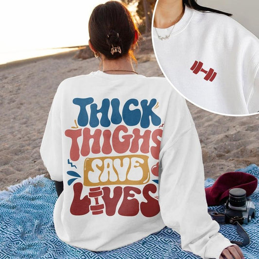 Thick Thighs Save Lives Workout Gym Shirt Workout Funny Weightlifting Pump Cover