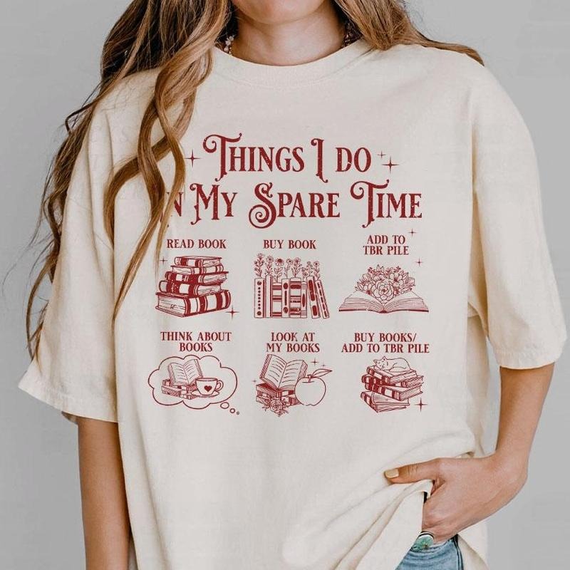 Things I Do In My Spare Time T-shirt, Funny Book Lover Shirts, Shirt For Women, Book Lover Tee, Gift For Book Lover, Floral Book Lover T-shirt, Bookworm T-shirt, Reading Lover Gift, Women's Tops, Gift For Her, Cute Tee For Women, Floral Booktrovert Gift