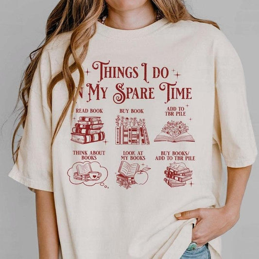 Things I Do In My Spare Time T-shirt, Funny Book Lover Shirts, Shirt For Women, Book Lover Tee, Gift For Book Lover, Floral Book Lover T-shirt, Bookworm T-shirt, Reading Lover Gift, Women's Tops, Gift For Her, Cute Tee For Women, Floral Booktrovert Gift