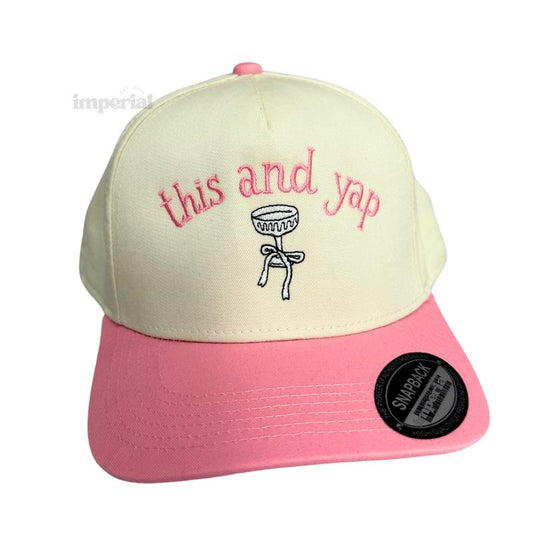 This and Yap Embroidered Pink Trucker Hat, Funny Statement Cap, Premium Otto Cap, Adjustable Mesh Back, High-Quality Trucker Hat, Trendy Gift, Embroidered Cap