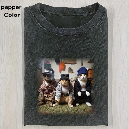 Three CAT SELFIE Graphic T-shirt, Cat sleeping, Funny cats, Cat Mafia Gang T-shirt, Unisex Meme Cringe Funny Dumb Shirt, FUNNY CUTE shirts for women