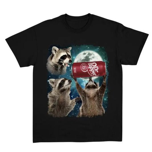 Three Raccoons Dr Pepper Vintage Graphic T-shirt, Funny Meme Dank Raccoons Shirt, Gifts For Men Women, Unisex Tee, Sweatshirt, Top Streetwear Cotton