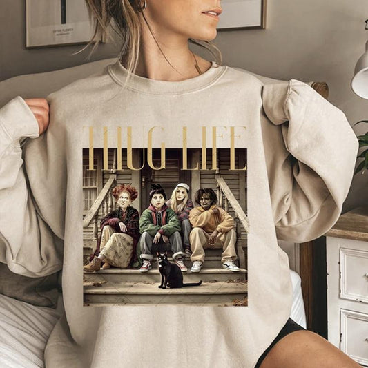Thug Life Bad Witches Sweatshirt , Hocus Pocus Halloween Sweaters, Sanderson Sisters Shirt, Retro Witches Movie Tee, Halloween Character Shirt