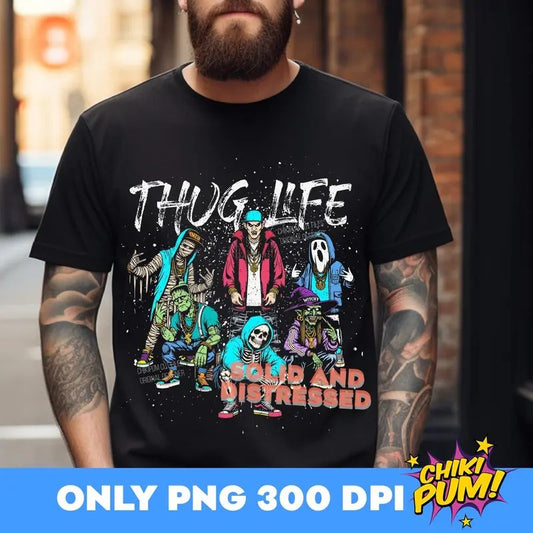 Thug Life Halloween Shirt Hip Hop Funny Halloween Monsters Urban Trap Funny Gangster Killer Digital s