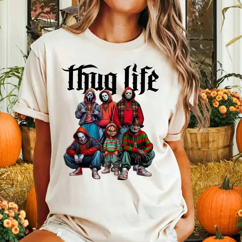 TikTok Shop Funny Halloween Graphic T-Shirt Horror Character Tee Retro Horror Shirt Horror Cereal Shirt Halloween Movie...