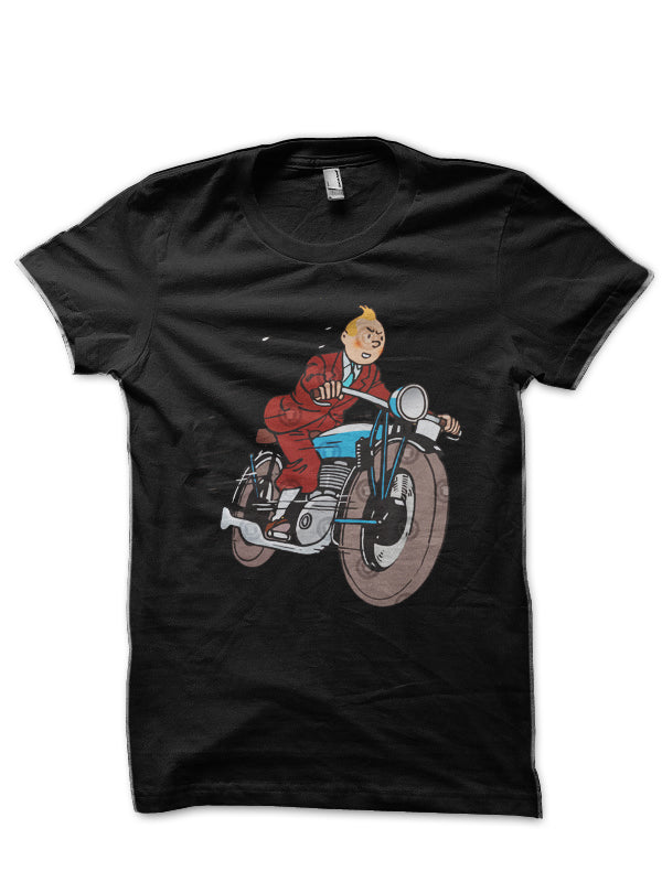 Tintin Bike Black Half Sleeve T-Shirt Hoodie, Sweatshirt | CoreVibeTees.com