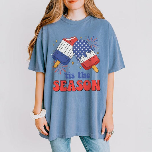 Tis The Seacon Ice Cream 4th of July Shirt, Comfort Shirt Gift For American, Patriotic Christian Shirt, Independence Day Gift, Independence Shirt, America Tee, Women's 4th of July, Fourth of July Shirt T-Shirt, July 4th Shirt, American Women Top