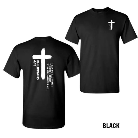 Title I Can Do All Things Through Christ Cross Print Pullover Hoodie Full Color, Philippians 413 Shirt, Jesus Sweatshirt, Christian Cross Crewneck Sweater