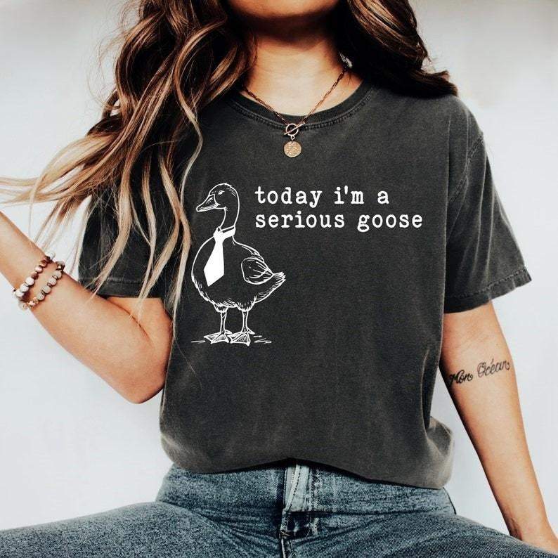 Today I'm A Serious Goose Tshirt, Funny Silly Shirt, Funny Goose T-Shirt, Gifts for Her, Funny Gifts Top Womenswear Streetwear Casual Summer