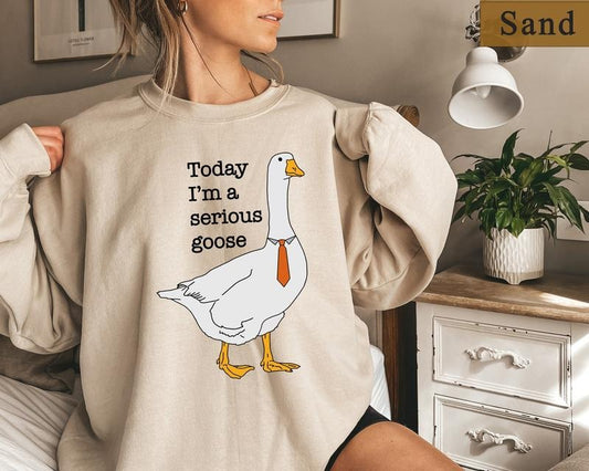 Today I'm A Serious Goose, Silly Goose Sweatshirt, Crewneck Sweatshirt For Women, Shirts for Men, Funny Silly Goose University Sweatshirt, Perfect gift, Clothing Gift, gift for her, gift for women,birthday gift