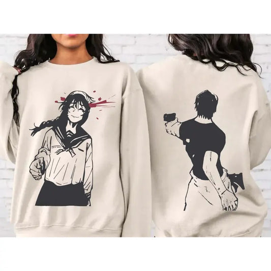 Toji and Amanai Sweatshirt Anime Manga Tee Jujutsu Kaisen Sweatshirt Streetwear Tee Casual Shirt-JJK 2 Sided Unisex Classic Cotton Shirt