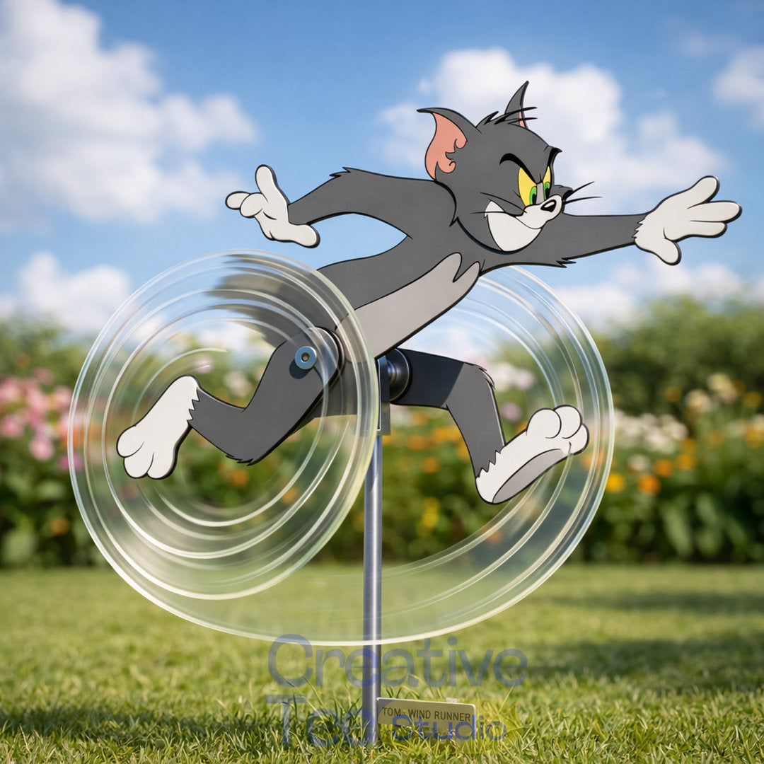Tom Cat Running Wind Spinner Garden Decor
