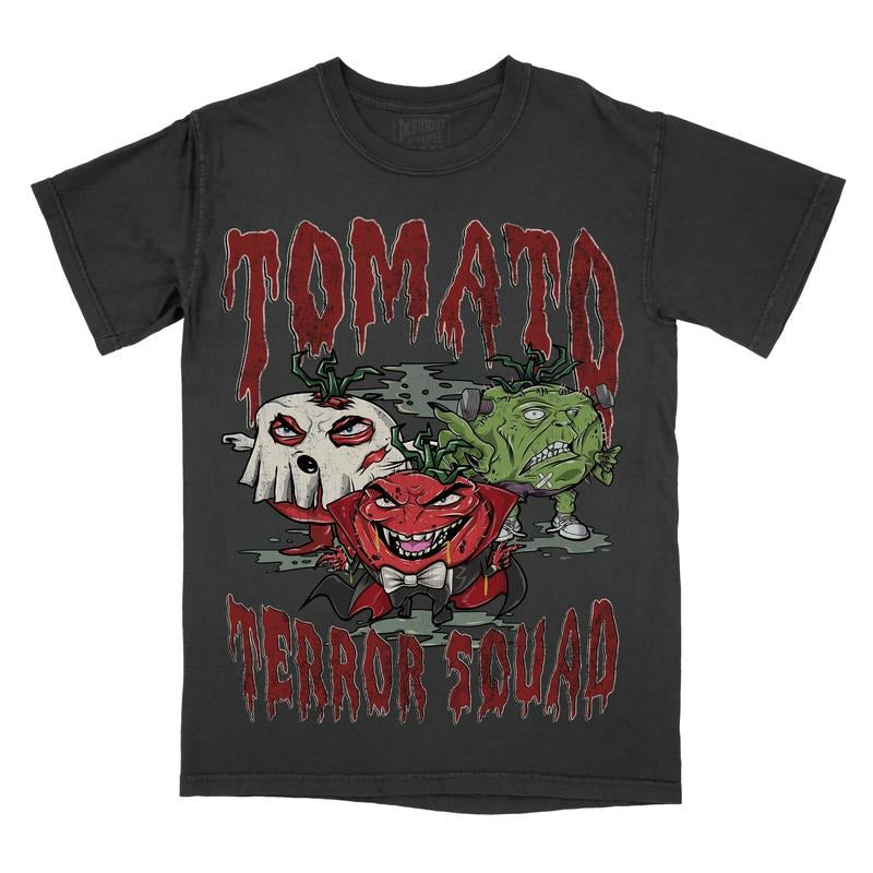 Tomato Terror Squad Comfort Colors Graphic Tee, Tomato Halloween Shirt, Funny Scary T-Shirt, Gardening Tshirt