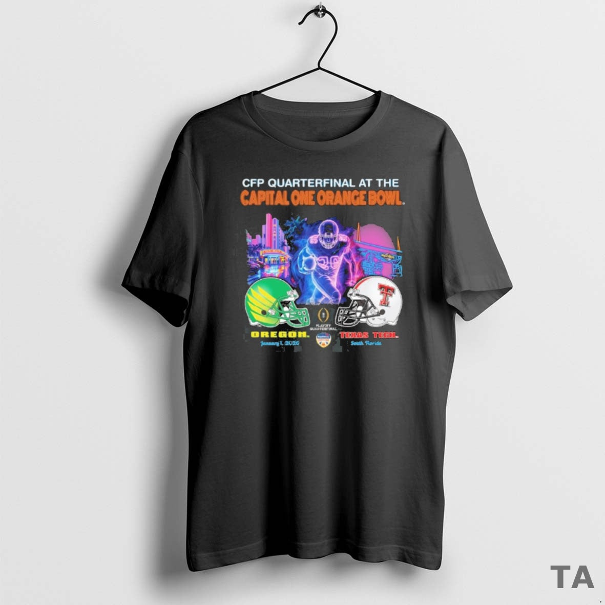 Top Oregon Vs Texas Tech 2026 Cfp Orange Bowl Art Deco Game T Shirt Sweater Hoodie, Sweatshirt | CoreVibeTees.com