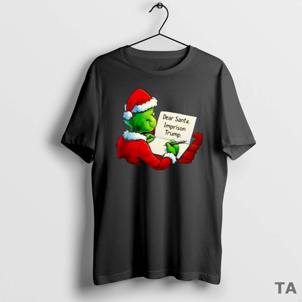 Top Santa Grinch Write Dear Santa Imprison Trump Xmas T Shirt Sweater Hoodie, Sweatshirt | CoreVibeTees.com
