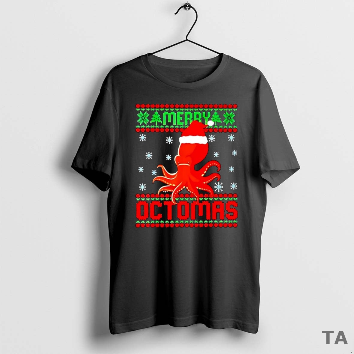 Top Santa Hat Octopus Merry Octomas Ugly Christmas T Shirt Sweater Hoodie, Sweatshirt | CoreVibeTees.com