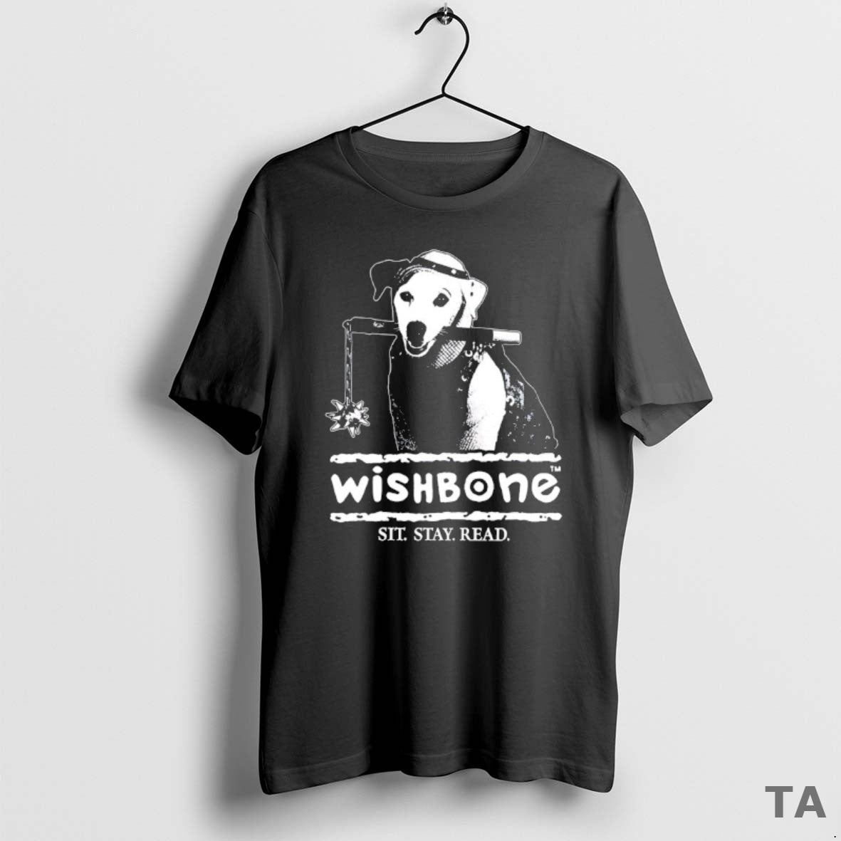 Top Wishbone Dog Holding Spiked Flail Sit Stay Read T Shirt Sweater Hoodie, Sweatshirt | CoreVibeTees.com