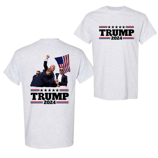 Tr .ump 2024 Survived Shot At Election Rally T-Shirt, Tr .ump 2 Sided T-Shirt For Men And Women, Trendy Shirt