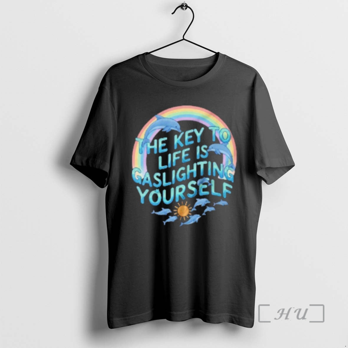 Trending Dolphins The Key To Life Is Gaslighting Yourself T-Shirts, Hoodie, Sweatshirt | CoreVibeTees.com