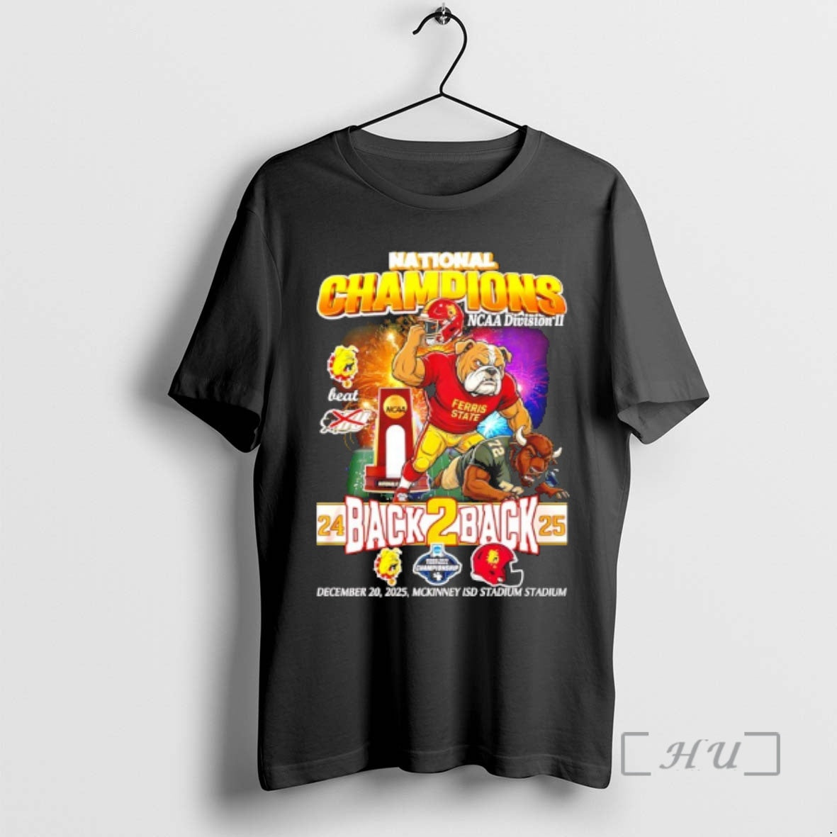 Trending Ferris State Bulldogs Back To Back 2025 National Champions Mascot Premium T Shirts Sweater Hoodie, Sweatshirt