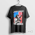 Trending Jesus Christ I Love America Rifle American Flag Graphic T-Shirts, Hoodie, Sweatshirt | CoreVibeTees.com