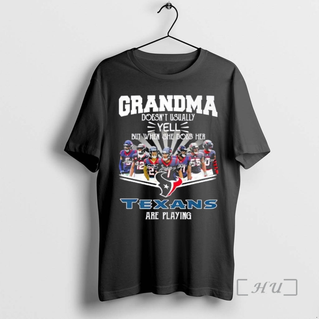 Trending Stroud And Players Grandma Doesnt Usually Yell But When She Does Her Houston Texans T-Shirts, Hoodie, Sweatshirt