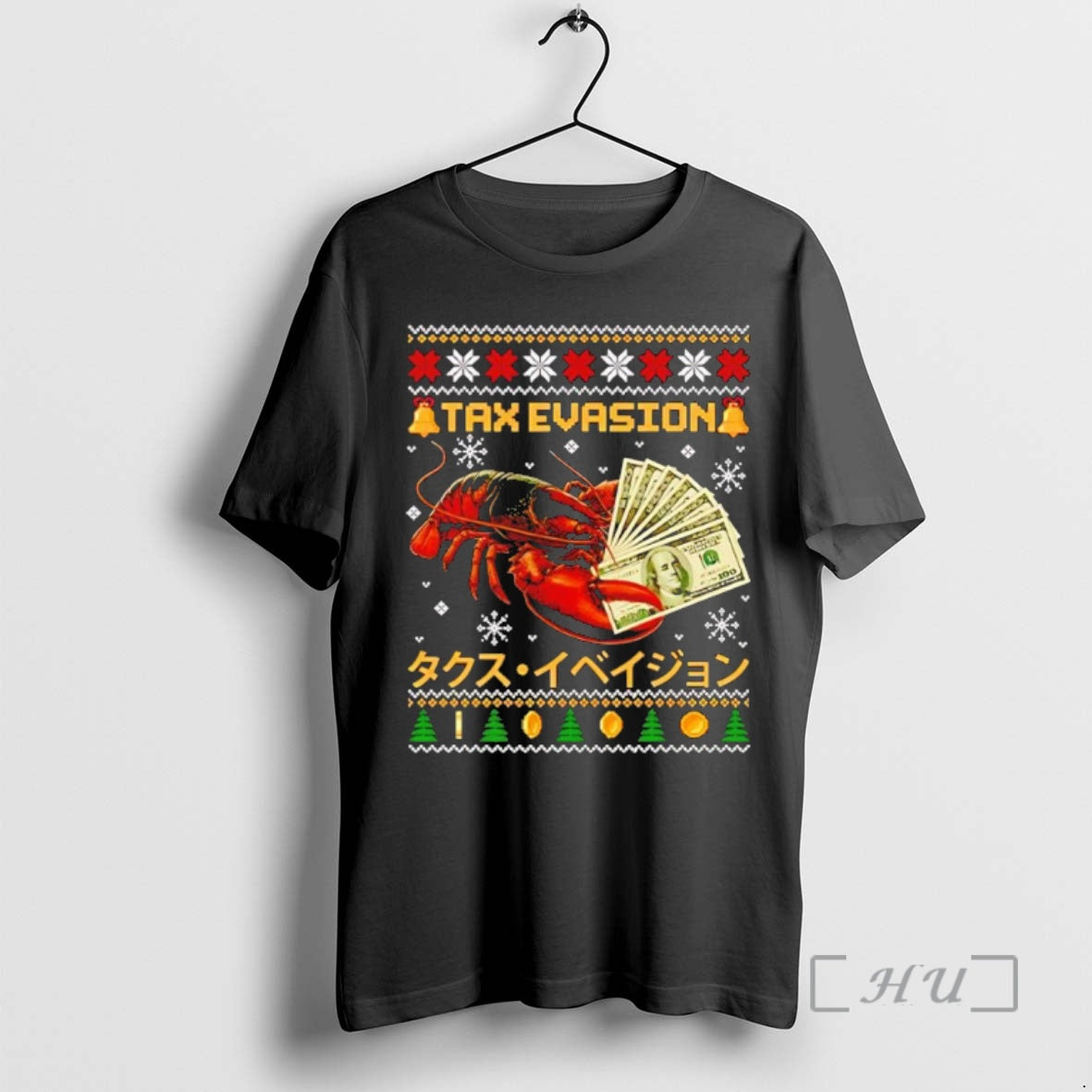 Trending Tax Evasion Lobster Ugly Christmas Black T-Shirts, Hoodie, Sweatshirt | CoreVibeTees.com