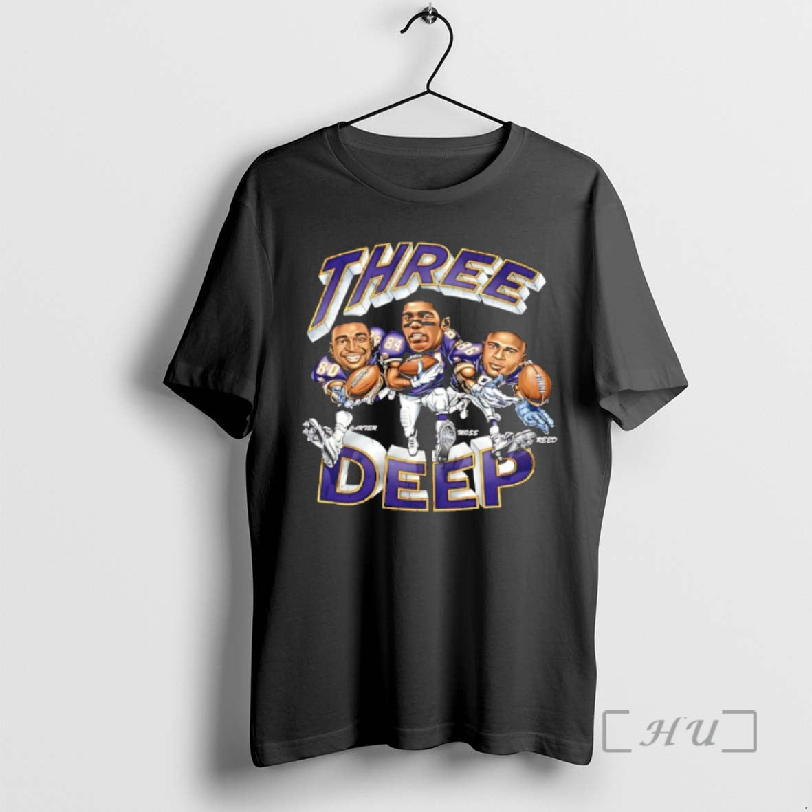 Trending Three Deep Vikings Jake Reed Randy Moss Cris Carter Graphic Premium T Shirts Sweater Hoodie, Sweatshirt