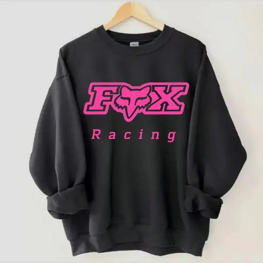 Trendy Fox Racing Pink Logo Sweatshirt, Bold and Stylish Biker Wear, Perfect for Car Enthusiasts, Graphic Shirt for Women, For Men