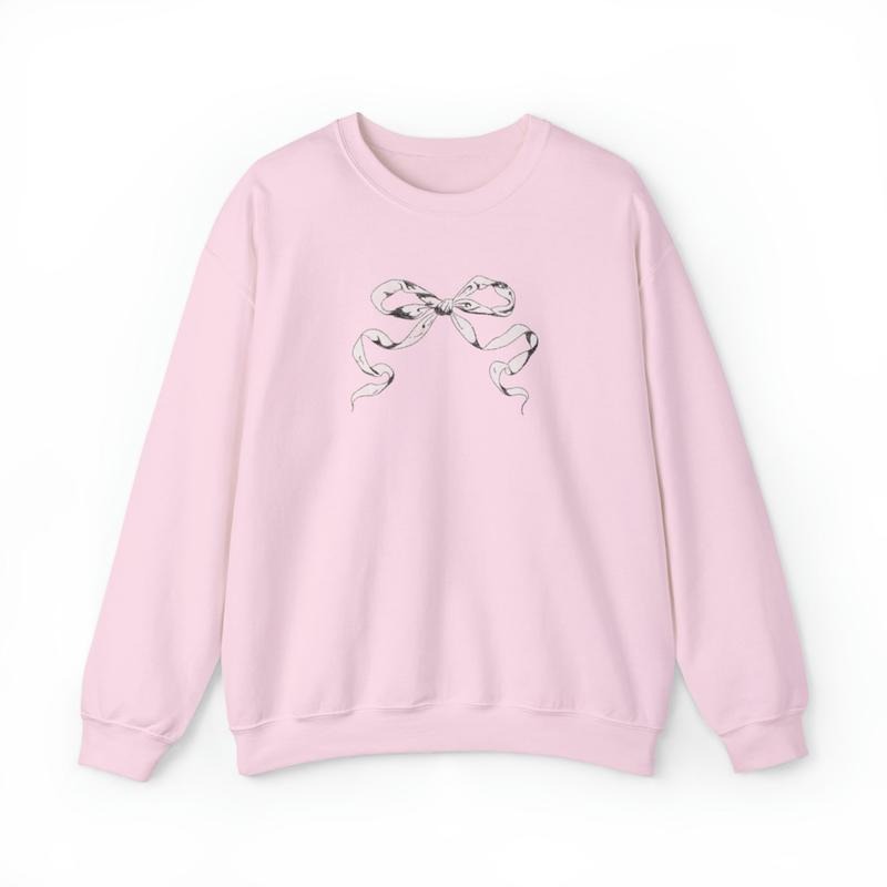 Trendy Ribbon Sweatshirt, Pink Coquette Sweatshirt, Aesthetic Shirt, Coquette Shirt, Bow Sweatshirt, Ribbon Valentine Sweater
