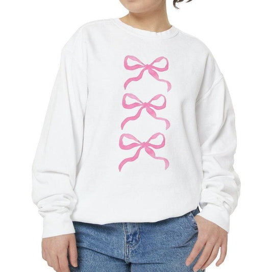 Trendy Sweatshirt Gift For Christmas Bow Sweatshirt Pink Bow Coquette Sweatshirt Trendy Crewneck Gift For Daughter Hoodie