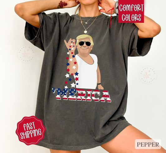 Trump 'Merica Shirt Comfort Colors, Make America Great Again, President Election Shirt, July 4th Shirt, USA Oversized Graphic Tshirt, America Tshirts