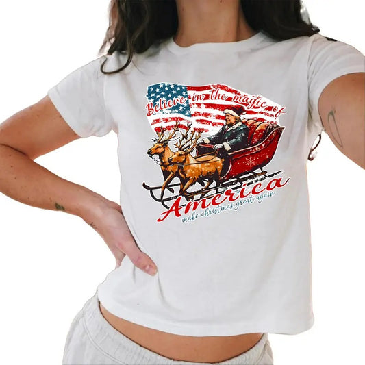 Trump Christmas Baby Tee, Humorous Trump Christmas Baby Tee, Trump Make America Grate Again Baby Tee Casual Comfort