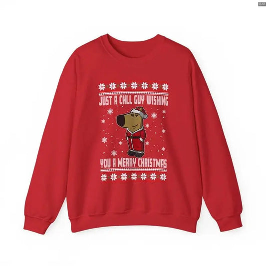 Just A Chill Guy Wishing You A Merry Christmas Meme Sweatshirt/Hoodie/Tshirt, Meme Coin, Retro Crewneck, Gift For Lovers, Cotton, Trendy Womenswear