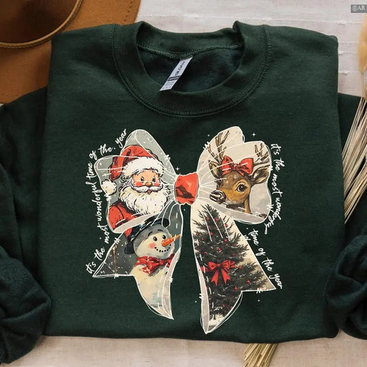 It's The Most Wonderful Time Of The Year Sweatshirt/Hoodie/Tshirt, Santa Claus Sweater, Retro Crewneck, Gift For Lovers, Cotton, Trendy Womenswear Top
