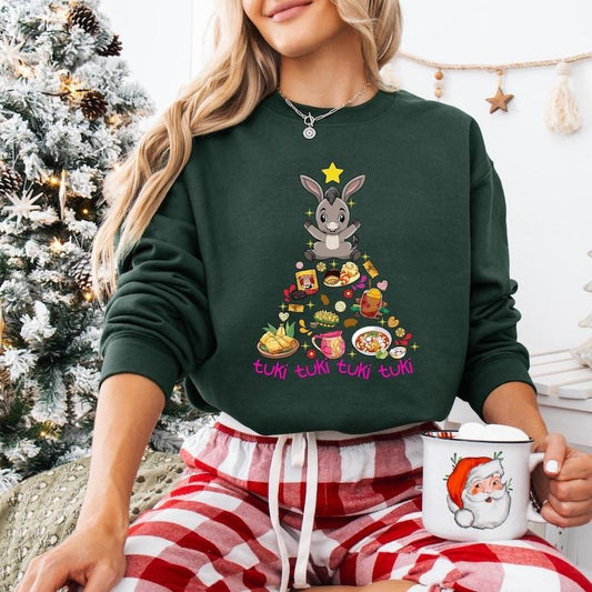 Tuki Donkey Christmas Tree Shirt, Mexican Christmas Sweatshirt, Feliz Navidad Shirt, Pan Dulce Xmas T-shirt, El Tamale Christmas Hoodie