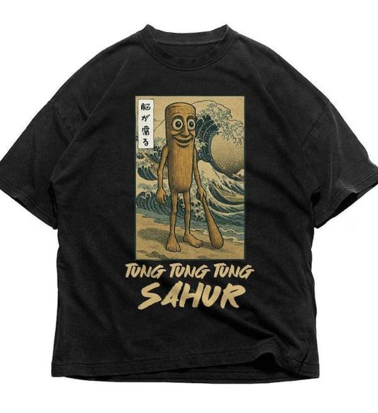 Tung Tung Tung Sahur Brainrot Shirt , Funny Baseball Bat Meme T-Shirt , Ukiyo-e Japanese Style Ramadan Tee